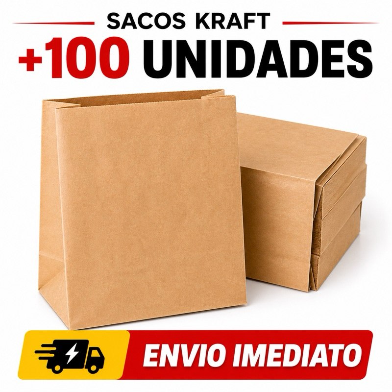 100 Saco Kraft Com Reforço Embalagem de Papel para Delivery Atacado