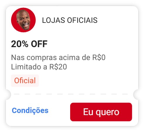 20% OFF Limitado a R$20