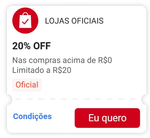 20% OFF Limitado a R$20