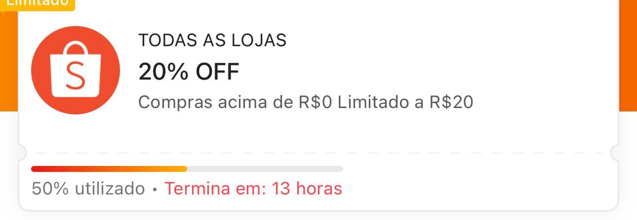 🏷️ 20% OFF limitado a R$20