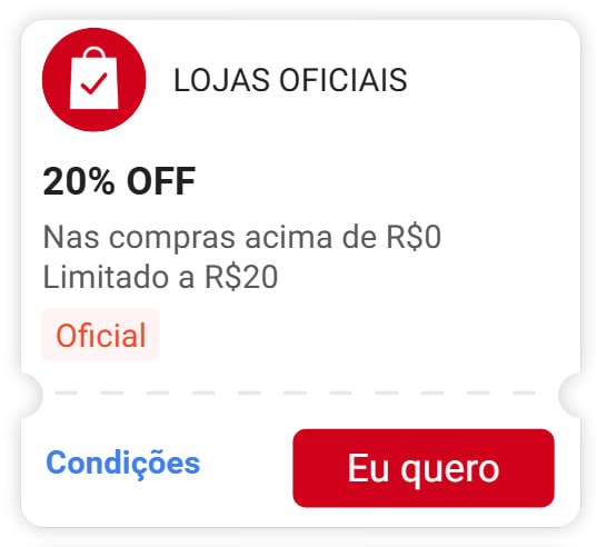 20% OFF Limitado a R$20
