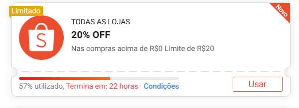 🏷️ 20% OFF limitado a R$20