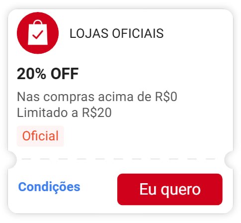 20% OFF Limitado a R$20