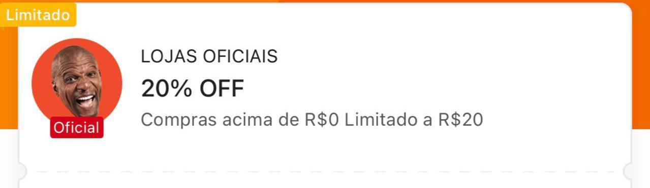 🏷️ 20% OFF sem mínimo, Limitado a R$ 20