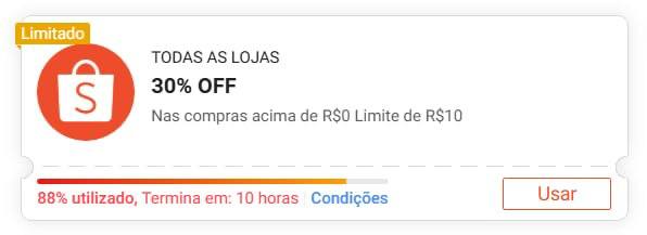 🏷️ 30% OFF sem mínimo limitado a R$ 10