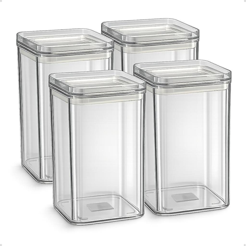 *🆘4 UNIDADESSS 😯🗣️KIT 4 POTES HERMÉTICOS 1 LITRO - BPA FREE ORGANIZADOR COM TAMPA PARA ALIME...