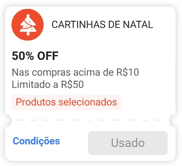 50% OFF PARA ADOTAR UMA CARTINHA DE NATAL NA SHOPEE
