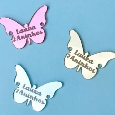 70 UNIDADES Apliques de Borboleta 2cm em Acrílico com Nome Personalizado Crochê, Lembrancinh...