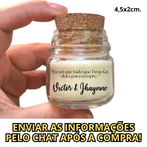 Adesivo Transparente para velas 4,5x2cm - Casamento, Maternidade, Noivado - com frase ou nome