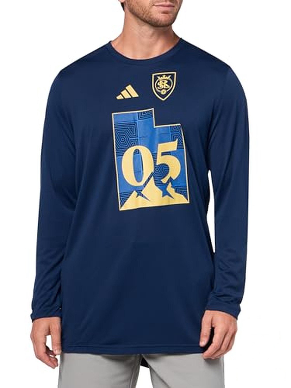 ➡️ adidas Camiseta masculina de manga comprida pré-jogo Real Salt Lake