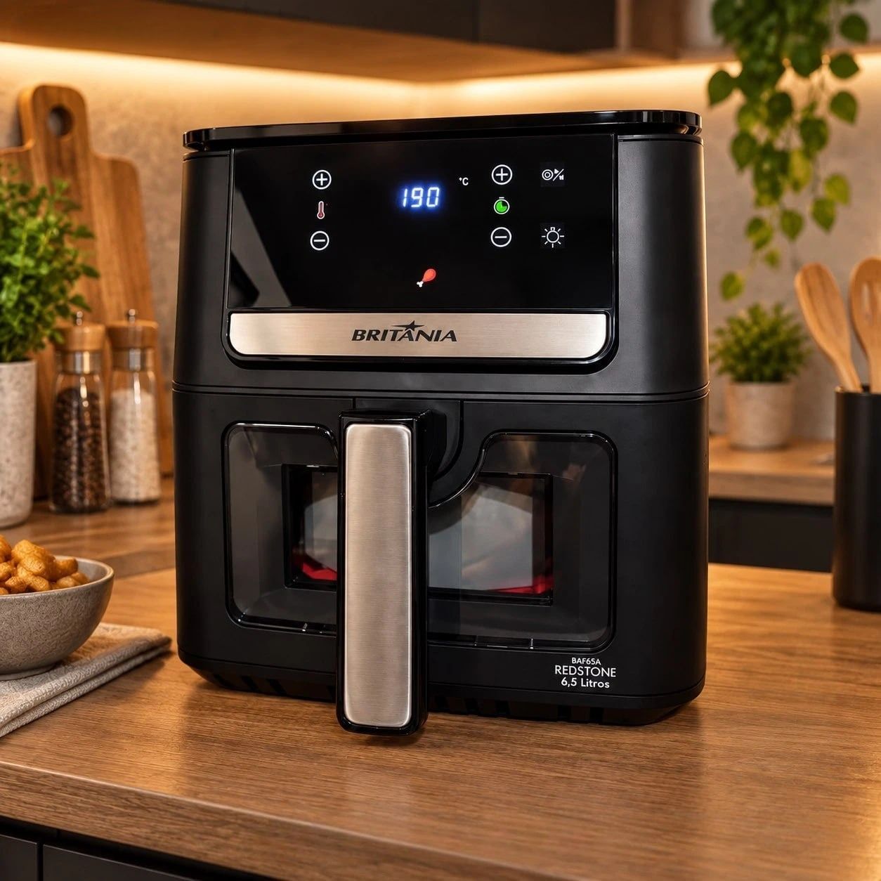 Air Fryer Britânia 6,5L 1700W 8 Funções Painel Digital Redstone BAF65A