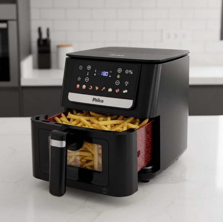 Air Fryer Philco 6,5L Visor Glass e Redstone 1700W PAF65A