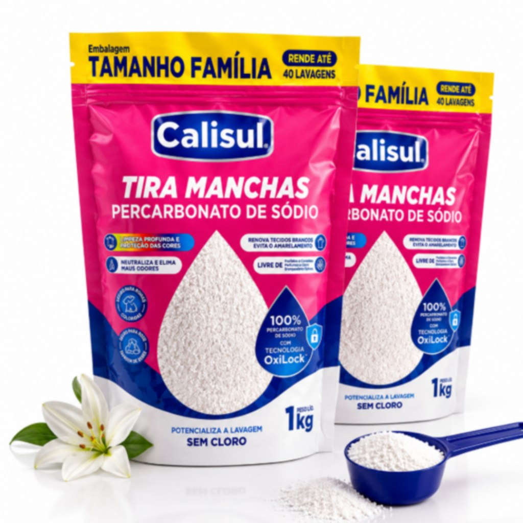 Alvejante Percarbonato de Sódio Calisul 99% Puro Sem Cloro Limpeza Roupa Branca Colorida Cla...