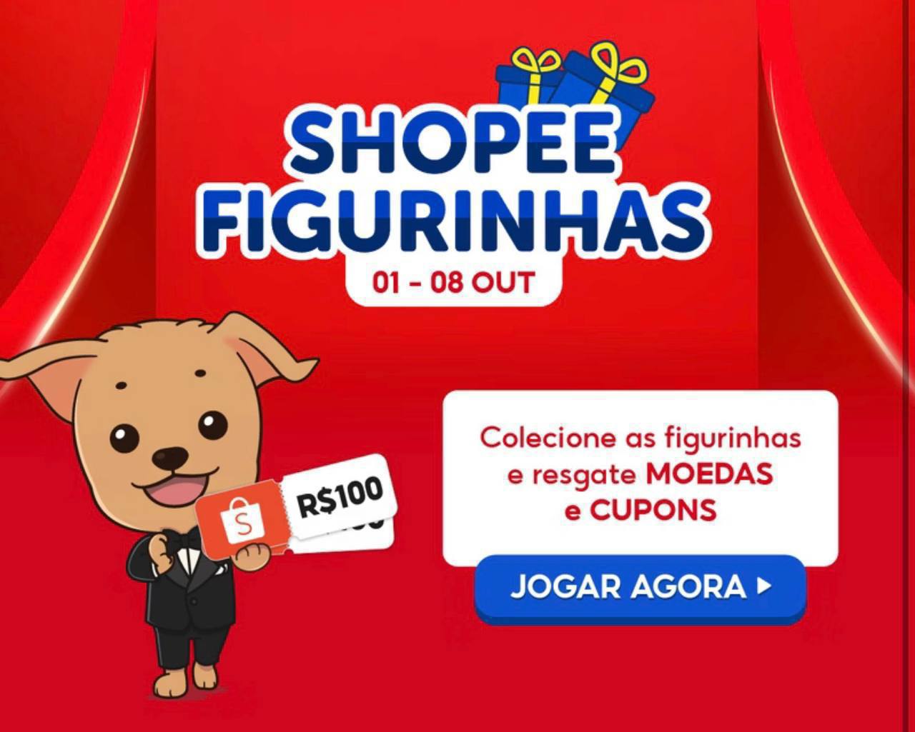 🎁 Ao colecionar as 5 figurinhas, você terá a chance de sortear Moedas ou Cupons 😱