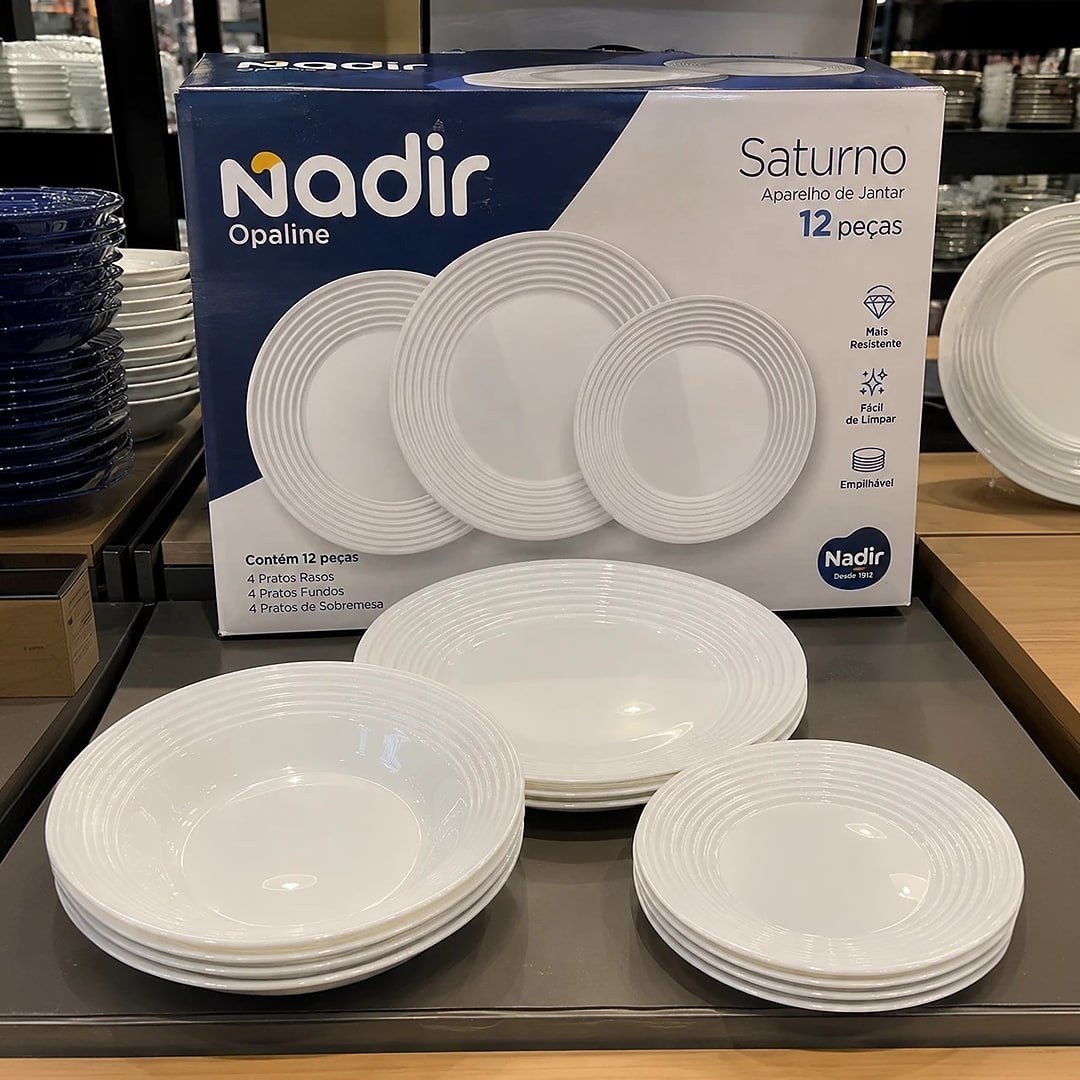 Aparelho Jantar Saturno Nadir Opaline 12 Peças Cor Branco*