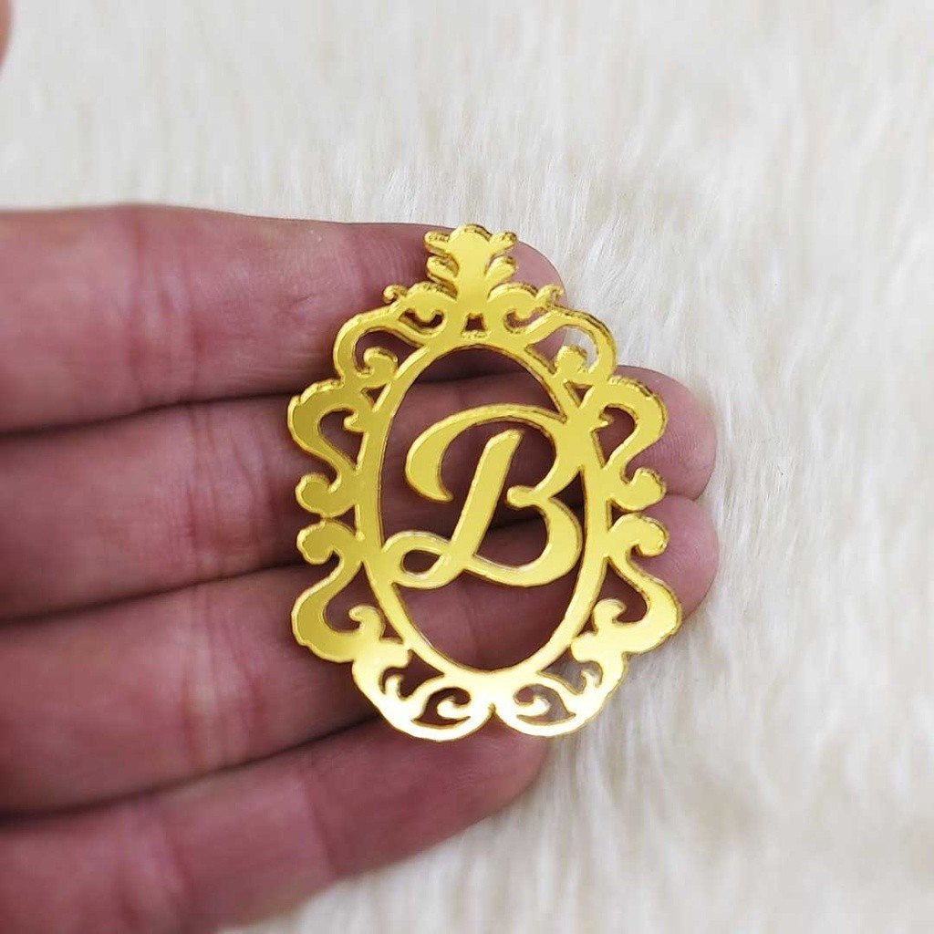 arabesco letra Inicial acrílico espelhado dourado 5 - CM FAST-24HR GR5