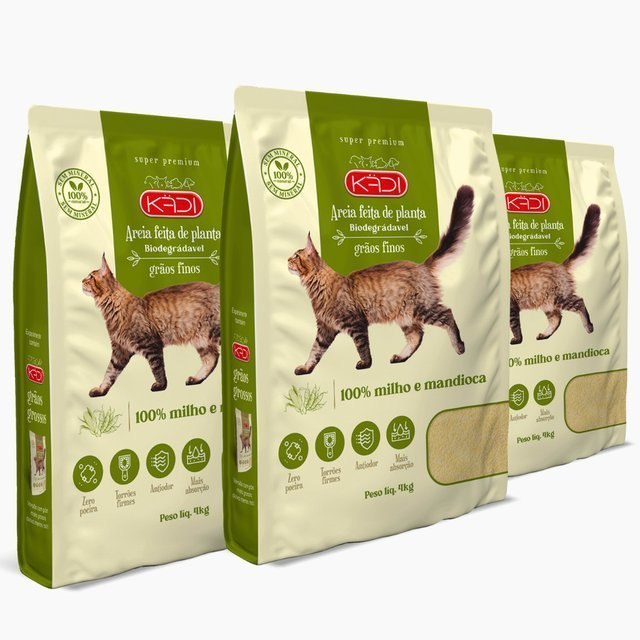 ⚠️ AREIA 4KG BIODEGRADÁVEL KADI GRÃOS FINOS PARA GATOS