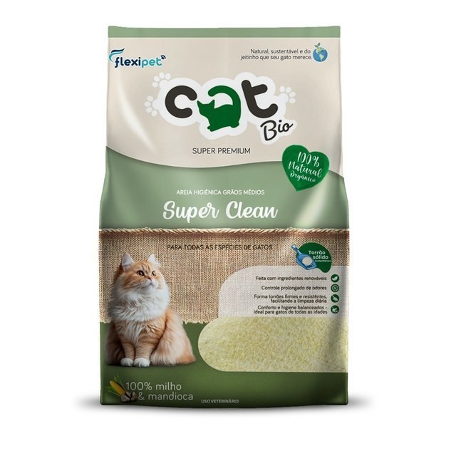 ⚠️ AREIA HIGIÊNICA BIODEGRADÁVEL CATBIO 4 KG SUPER CLEAN GRÃOS MÉDIOS