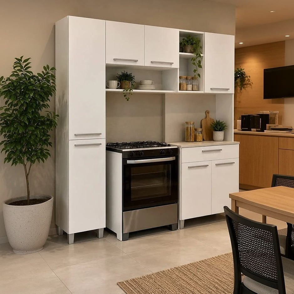 Armário De Cozinha Compacta Smart Multimóveis Mp2220 Cor Branco
