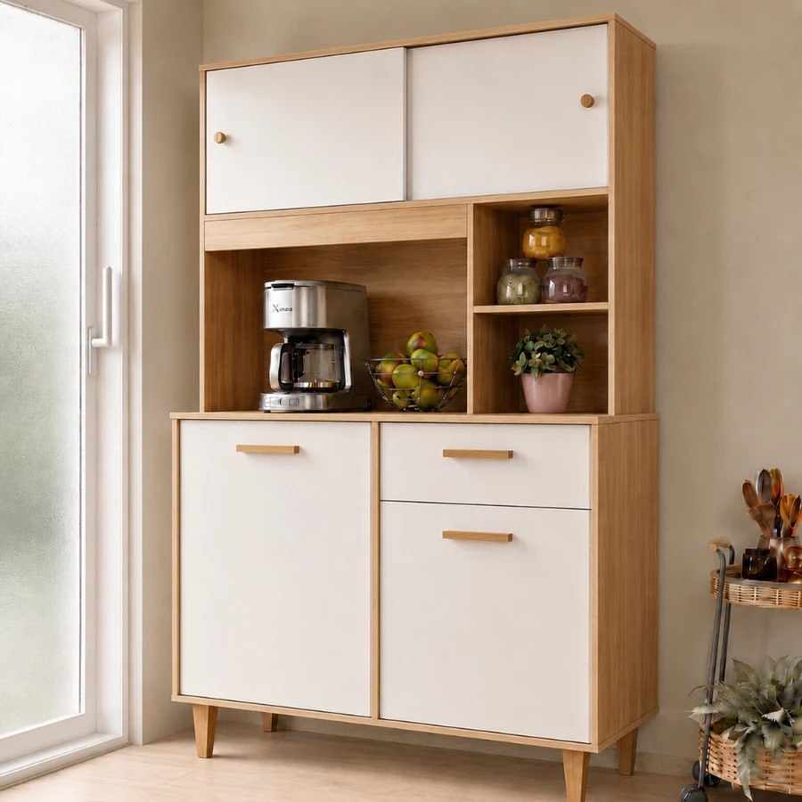 Armário de Cozinha Kit Compacto 180cm 4 Portas 1 Gaveta Organizadora Moderno - Blue Moby