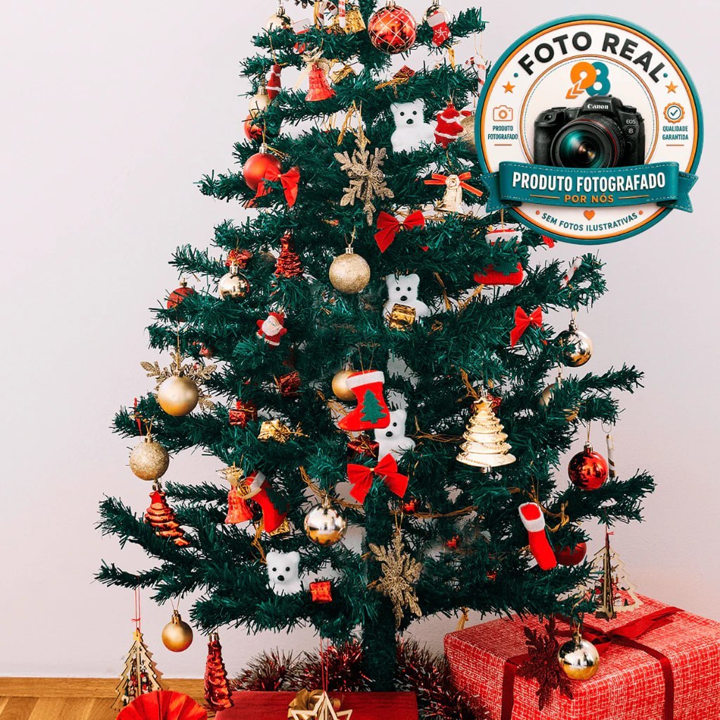 Árvore de Natal 1,50cm 400 Galhos Pinheiro Verde Resistente Desmontável Pé de Ferro e Plástico