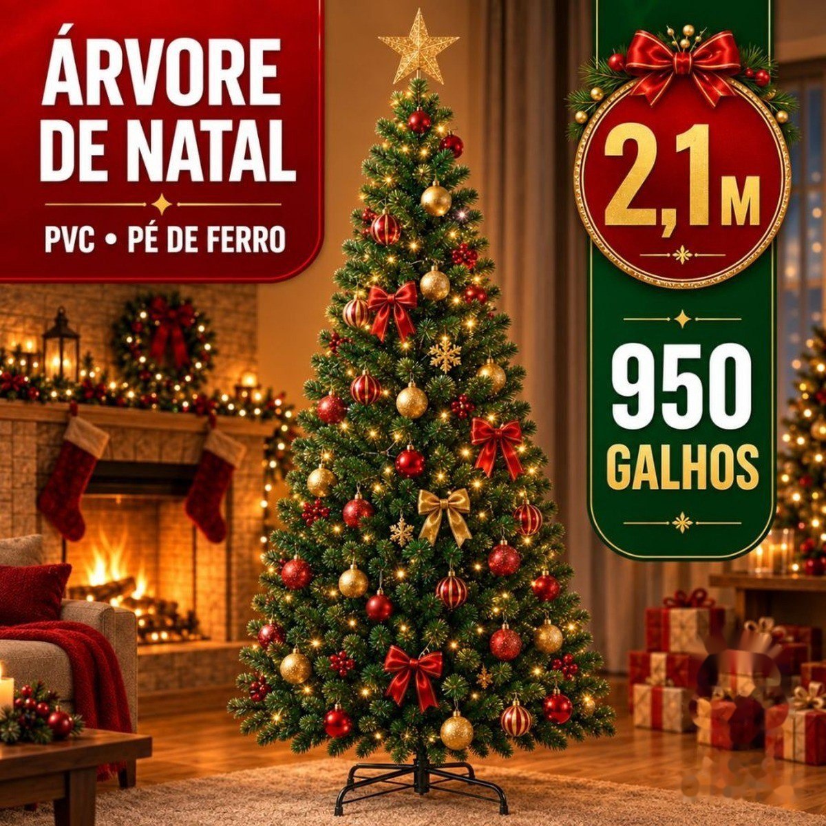 ➡️ ÁRVORE DE NATAL 2,10 METROS GRANDE PVC 950 GALHOS PINHEIRO DE LUXO DECORAÇÃO DE NATAL