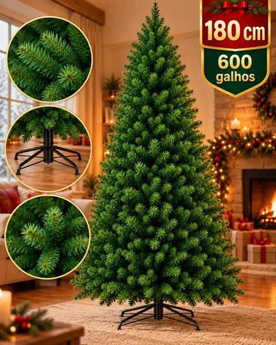 ⚠️ Árvore De Natal Pinheiro Luxo Artificial 180cm 600 Galhos Verde Pinheiro Base De Ferro De...