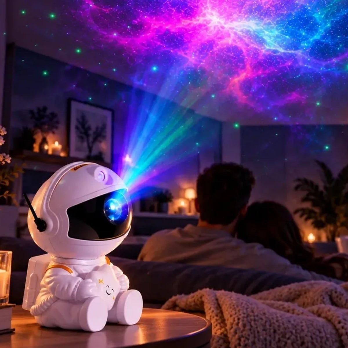 Astronauta de Galáxia e Estrelas LED Com Controle Remoto USB