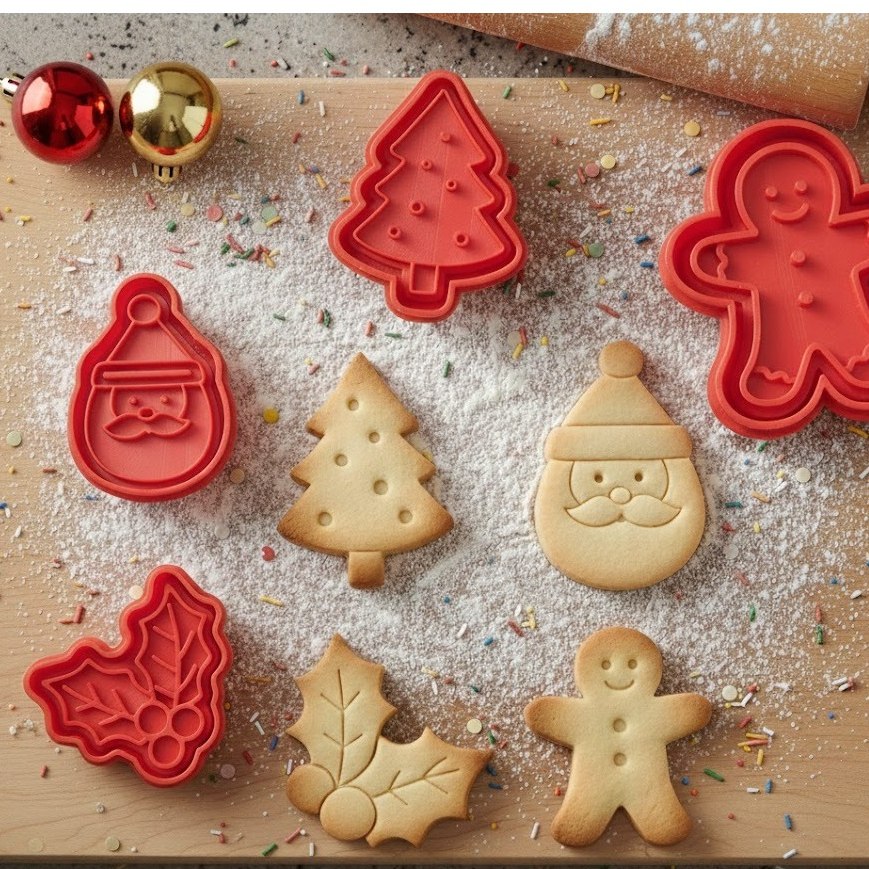 Azevinho, Papai Noel e Boneco de Gengibre Cortador de Biscoito / Cookies / Massinha / Biscui...
