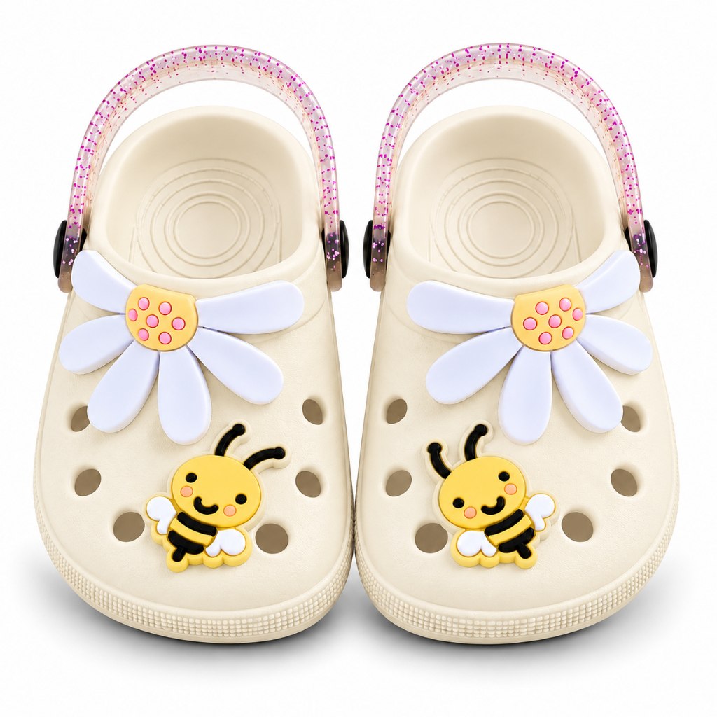 Babuche Infantil Menina Sandália Papete Feminina Abelha Flor Margarida Confortável Leve Maci...