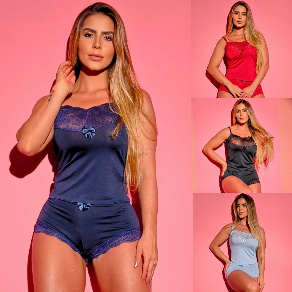 🔥 BABY DOLL FEMININO RENDA E MICROFIBRA ELEGANTE CONFORTÁVEL PARA DORMIR CURTINHO LINHA NOIT...