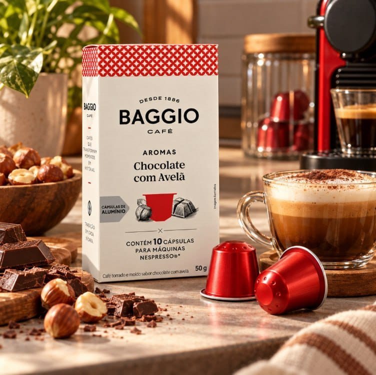 Baggio Café Cápsulas De Café Aroma Chocolate Com Avelã Compatível Com Nespresso Contém 10 Cá...