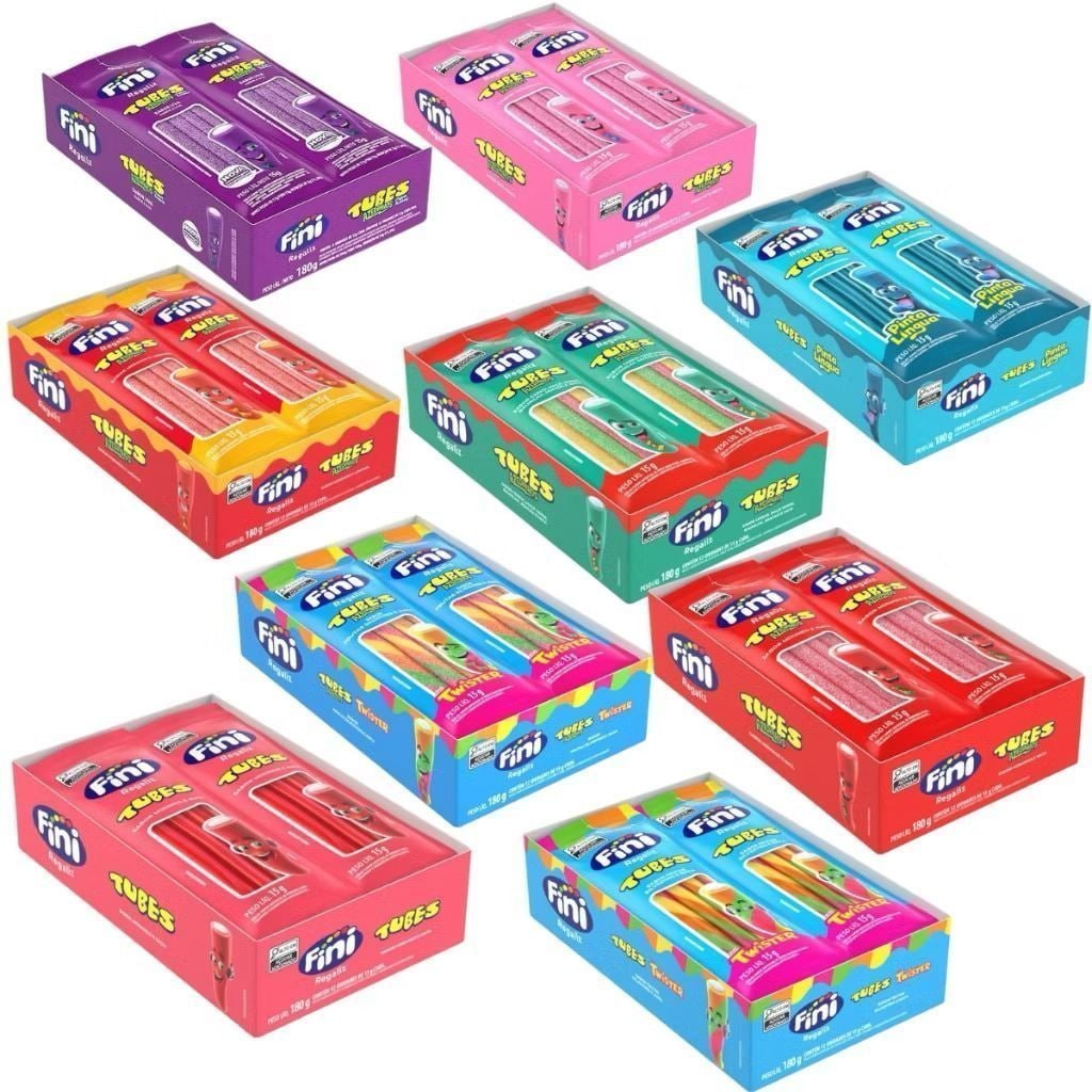 Balas De Gelatinas Tubes 15gr C/12 Unidades Fini