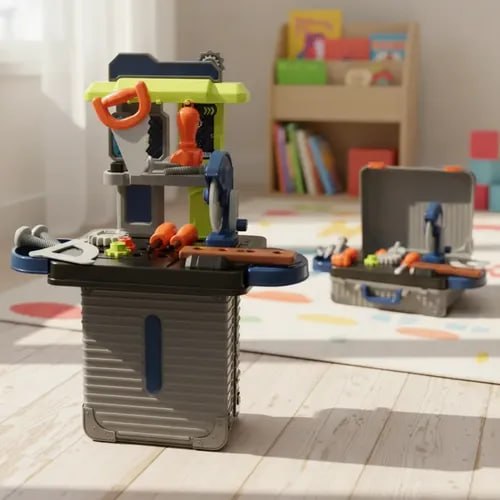 Bancada de Ferramentas Infantil 3 em 1 Maleta 31 Peças Maxi Toys