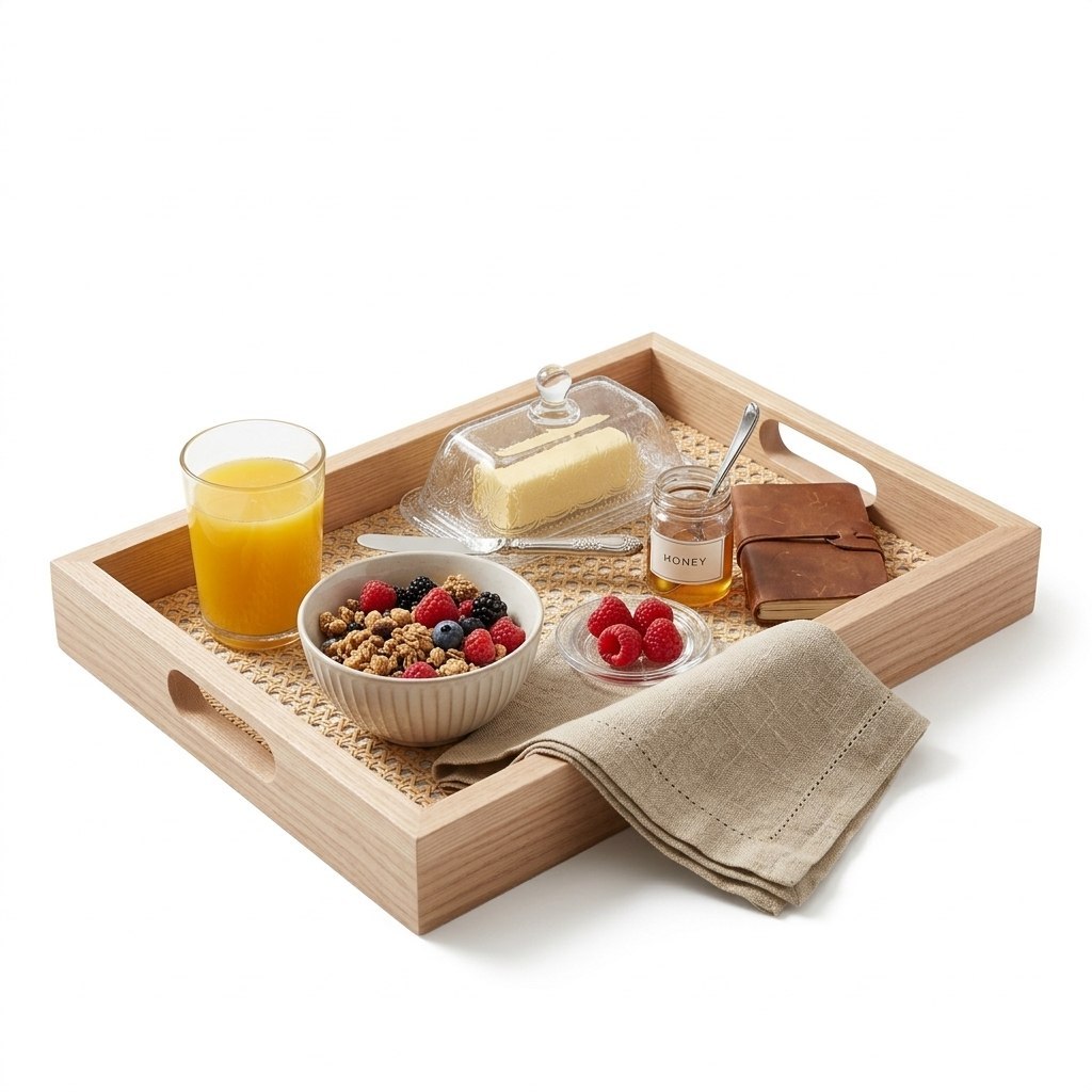 Bandeja Retangular em MDF com Fundo Treliça 36.5cm Lyor Bandeja Decorativa e de Servir para...