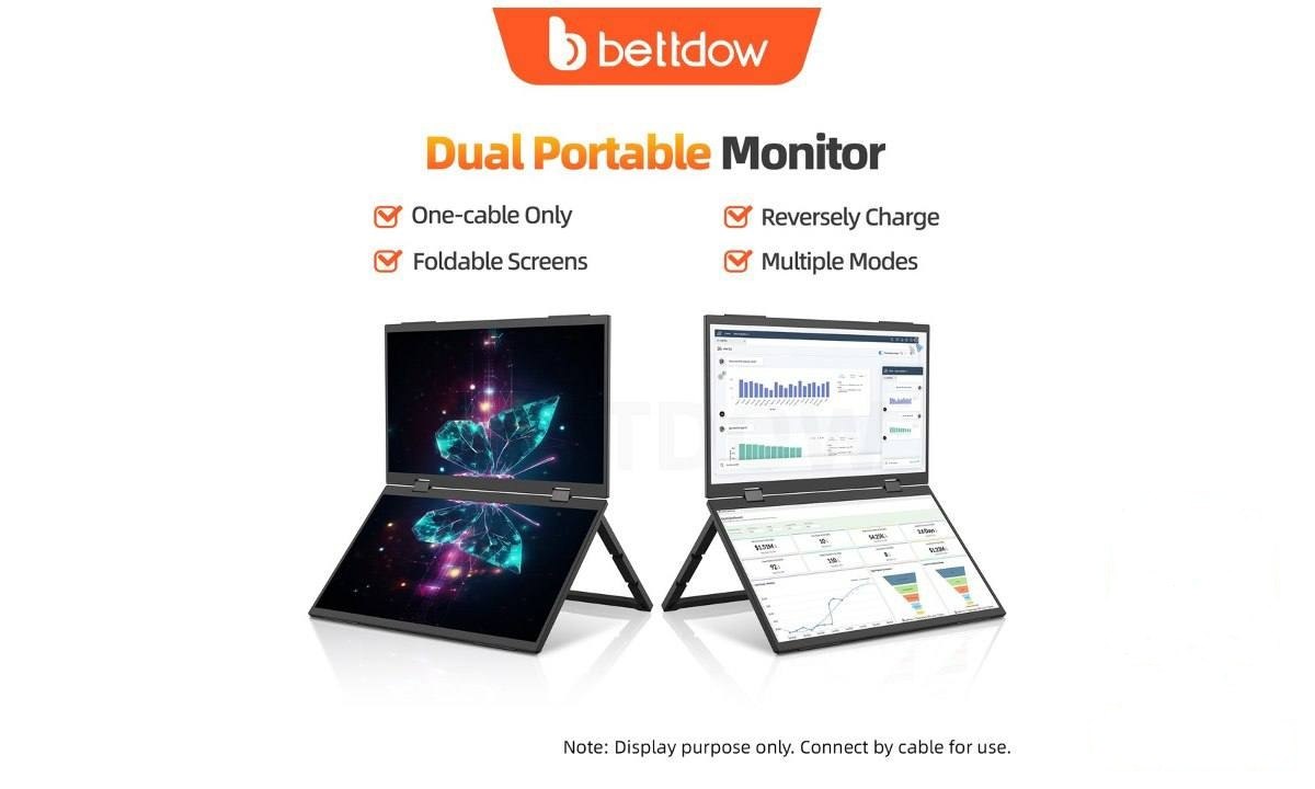 ⚠️ BETTDOW MONITOR DE TELA DUPLA DE 15.4&QUOT; CADA - IPS FHD DISPLAY COM SUPORTE