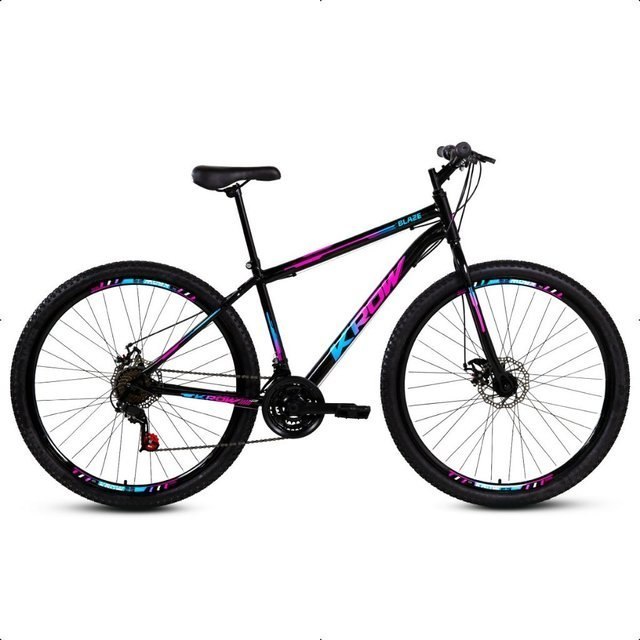 ⚠️ BICICLETA ARO 29 AÇO CARBONO FREIOS A DISCO 21 MARCHAS KROW BIKES PARA O DIA A DIA PASSEIO
