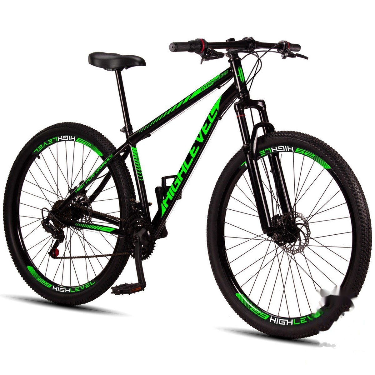 ➡️ BICICLETA ARO 29 HIGHLEVEL AÇO CARBONO FREIOS A DISCO SUSPENSÃO DIANTEIRA 21 MARCHAS