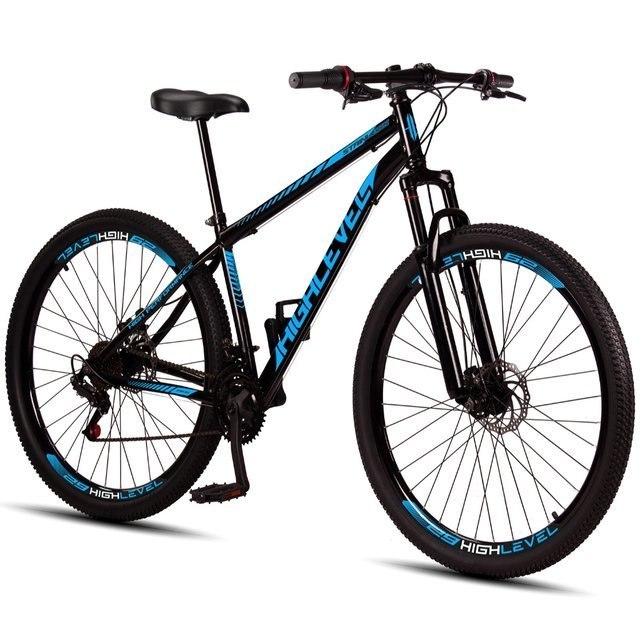 ⚠️ BICICLETA ARO 29 HIGHLEVEL AÇO CARBONO FREIOS A DISCO SUSPENSÃO DIANTEIRA 21 MARCHAS