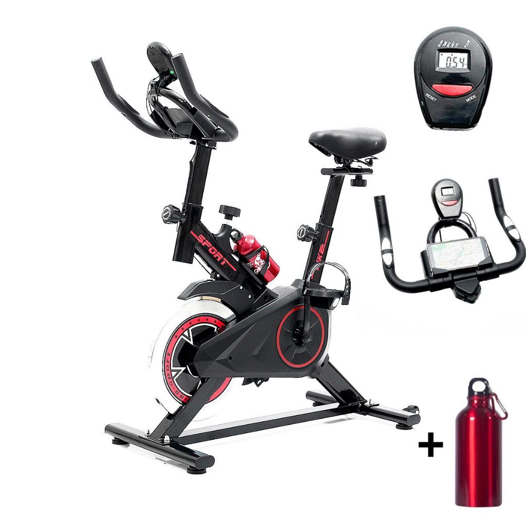 Bicicleta Ergometrica Spinning Academia Bike Fitness Profissional Monitor de Treino Garrafa...