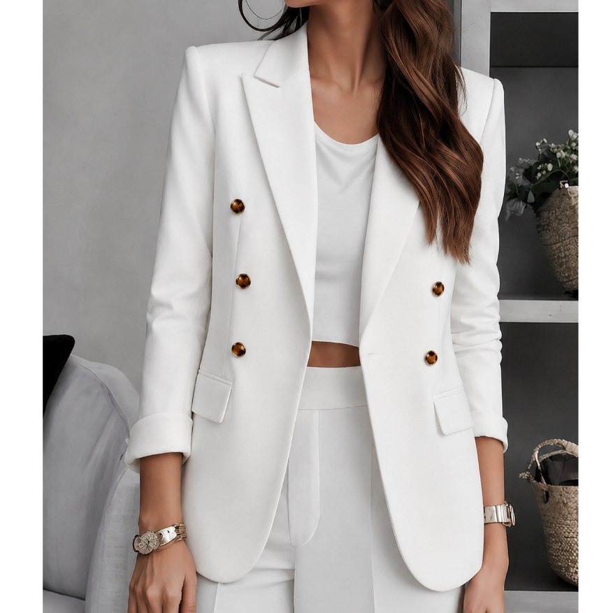 Blazer Feminino Alfaiataria Premium Botões Dourados