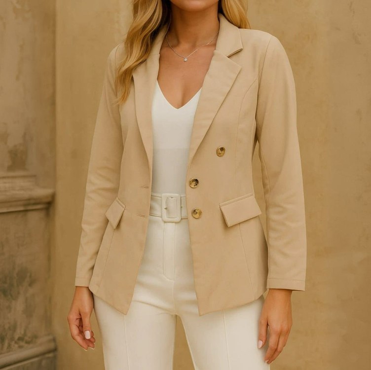 Blazer Feminino Alfaiataria Terninho Social Com Botões