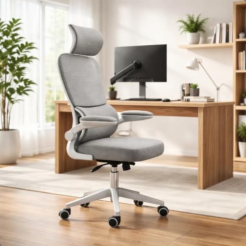 BlidShop Cadeira de Escritório Ergonômica Florença, Tela Mesh Premium, Apoio Lombar Ajustáve...