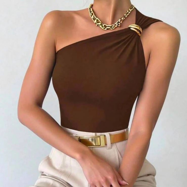 Blusa Feminina Nula Manga Fivela em Argola Tecido Suplex Premium Elegante Casual