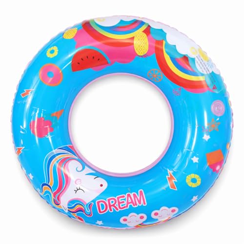 ➡️ Boia Inflável Unicórnio Dream 60/70/80/90cm Azul ou Rosa Boia de piscina infantil, PVC re...