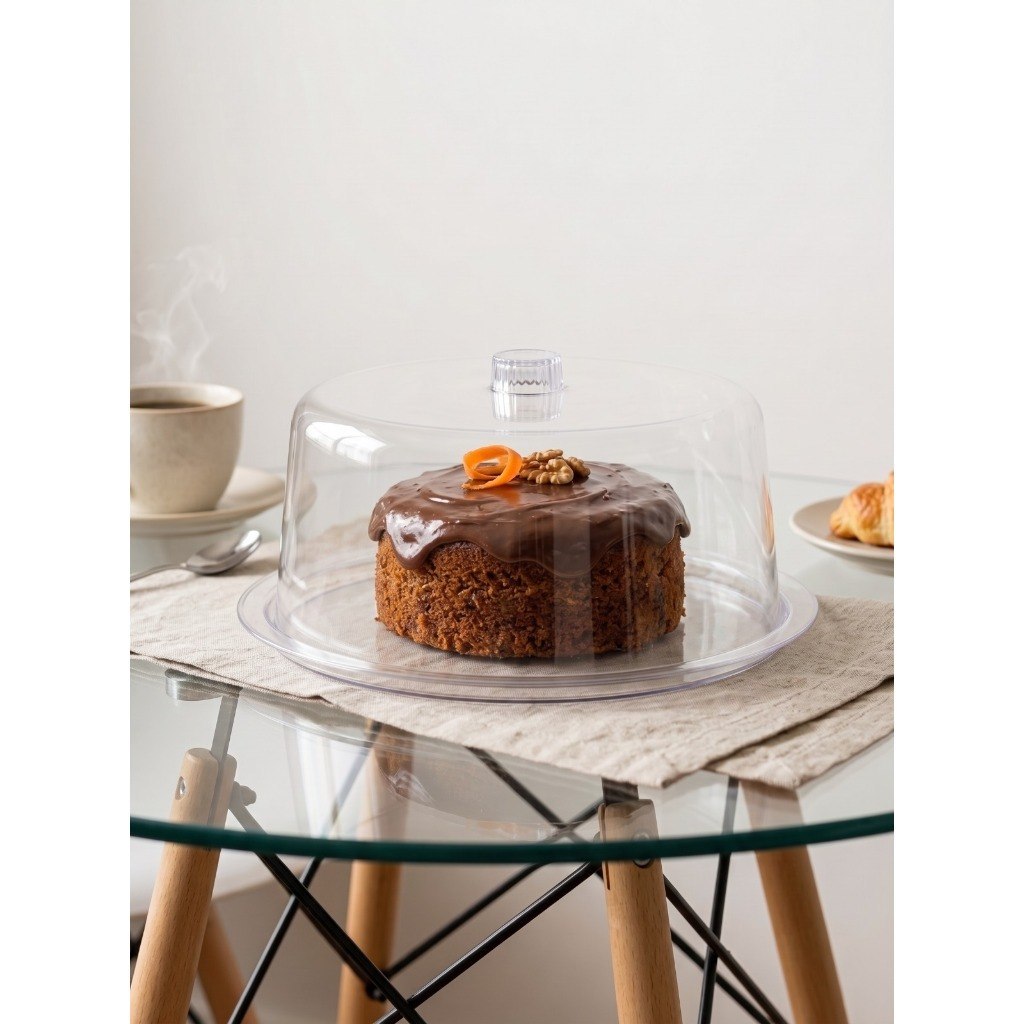 BOLEIRA ACRÍLICA COM TAMPA 28CM SUPORTE PORTA BOLO TORTA TRANSPARENTE