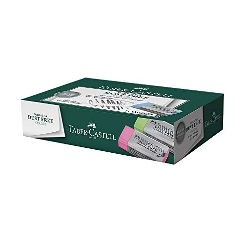 ➡️ Borracha Dust Free, Faber-Castell, 187138, Multicor, pacote de 24