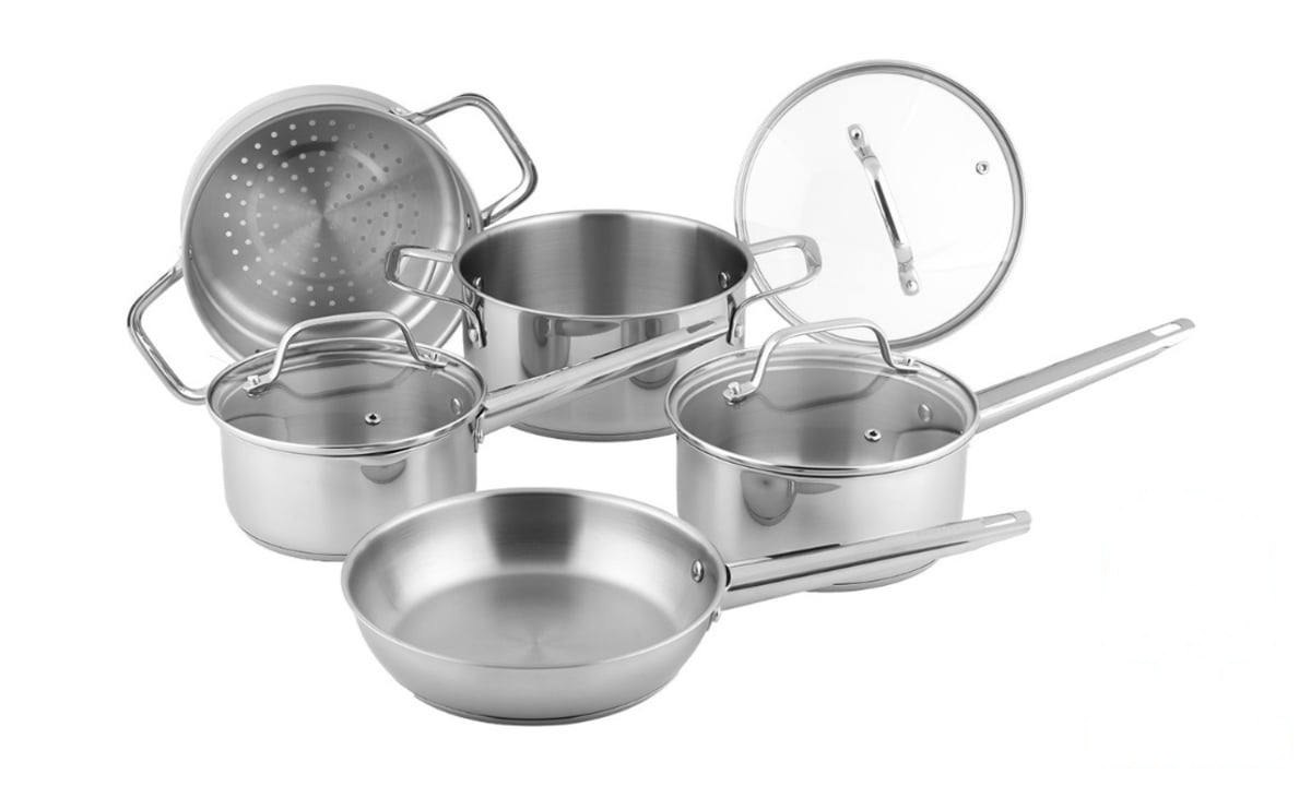 ➡️ BRINOX JOGO DE PANELAS 5 PEÇAS INOX CITY - FUNDO TRIPLO - INDUÇÃO