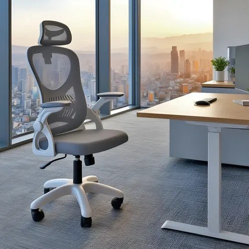 ➡️ Cadeira De Escritório Columbus Presidente Ergonomica Cinza Mesh