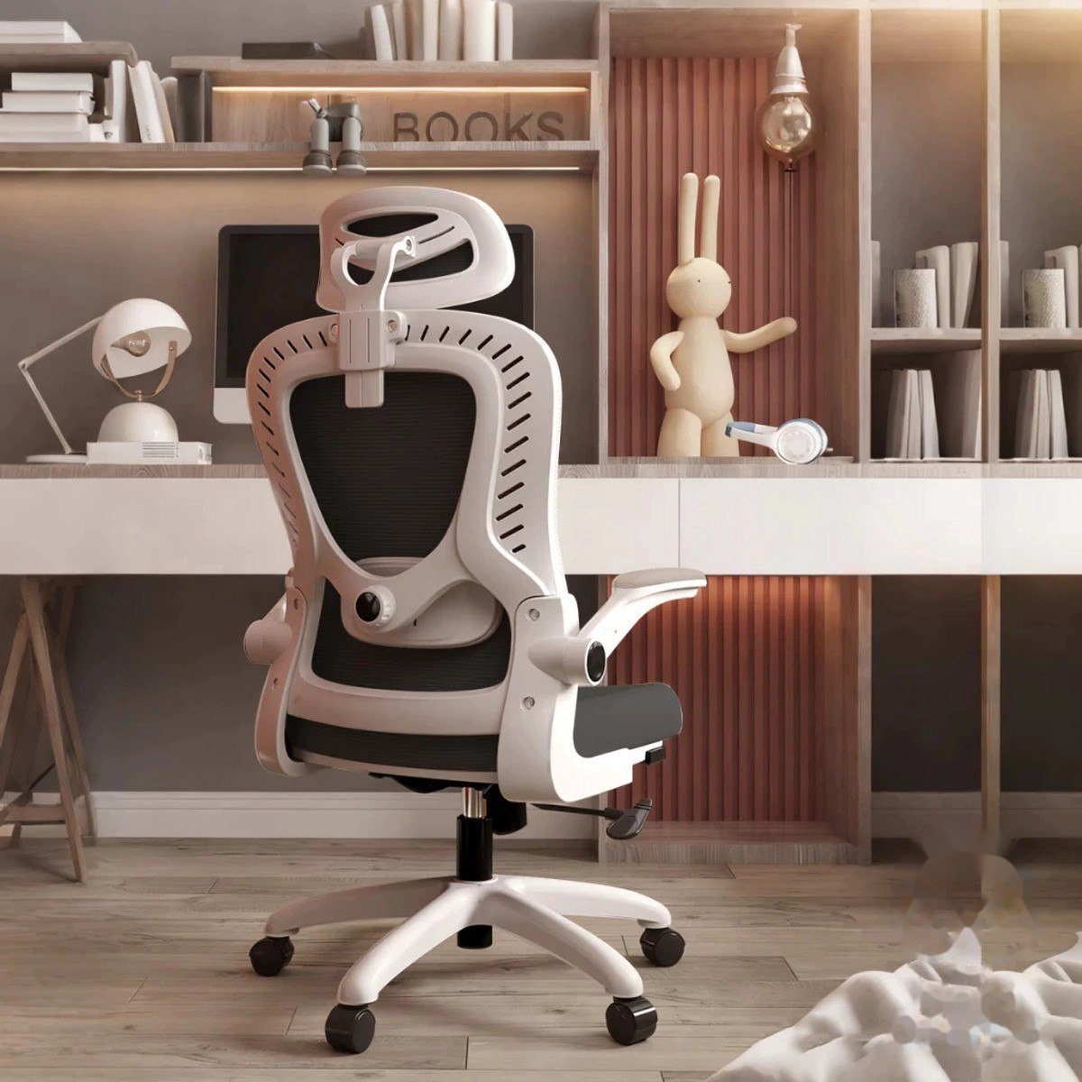 ➡️ CADEIRA DE ESCRITÓRIO ERGONÔMICA COM APOIO LOMBAR E APOIO DE CABEÇA CINZA COM ESTOFADO DE...